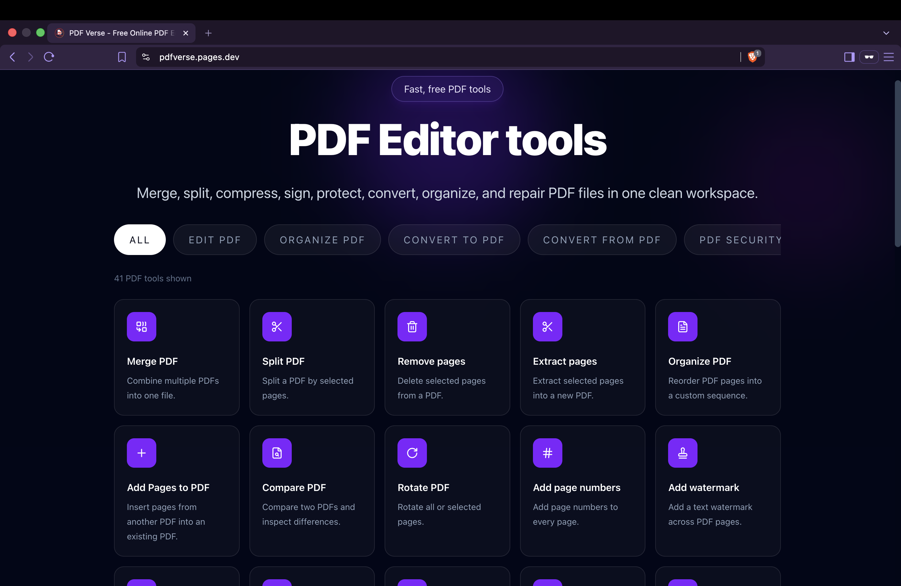 PDFVerse online PDF editor preview