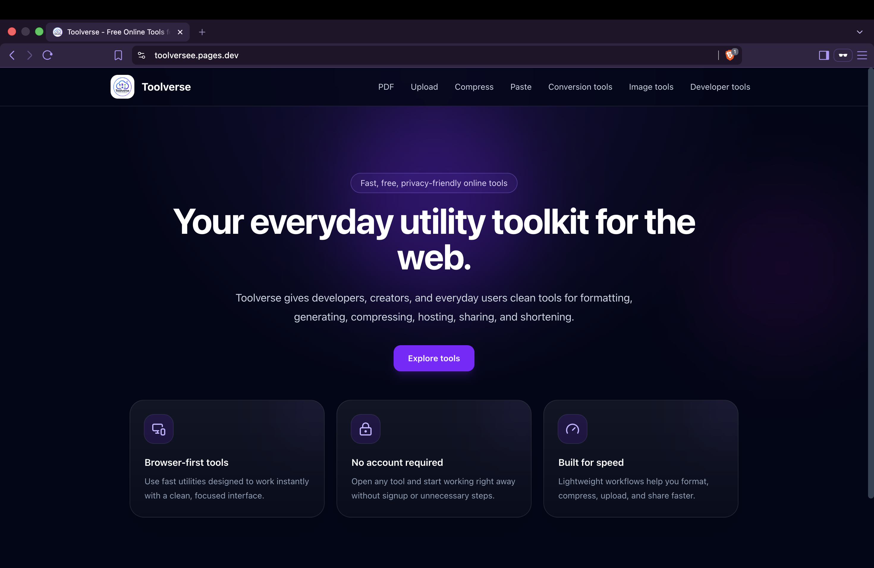 ToolVerse online tools platform preview